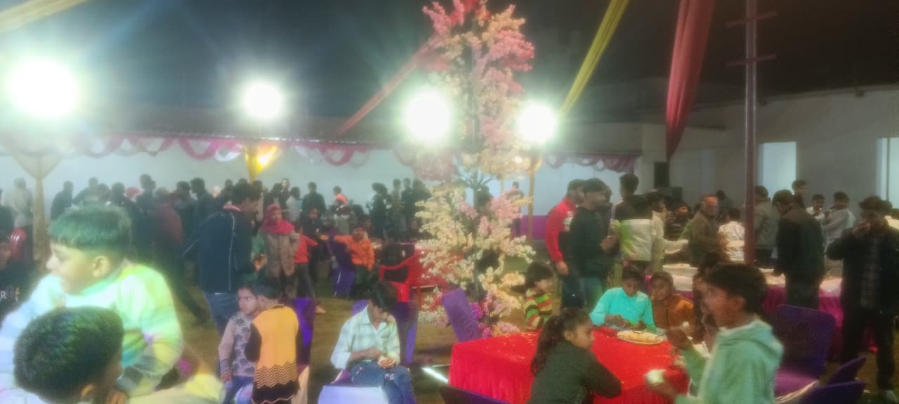 Large community gathering at the Sarvhit Charitable Community Hall